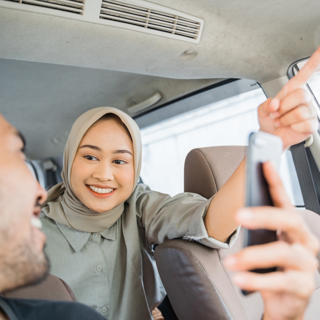 rider in uber car