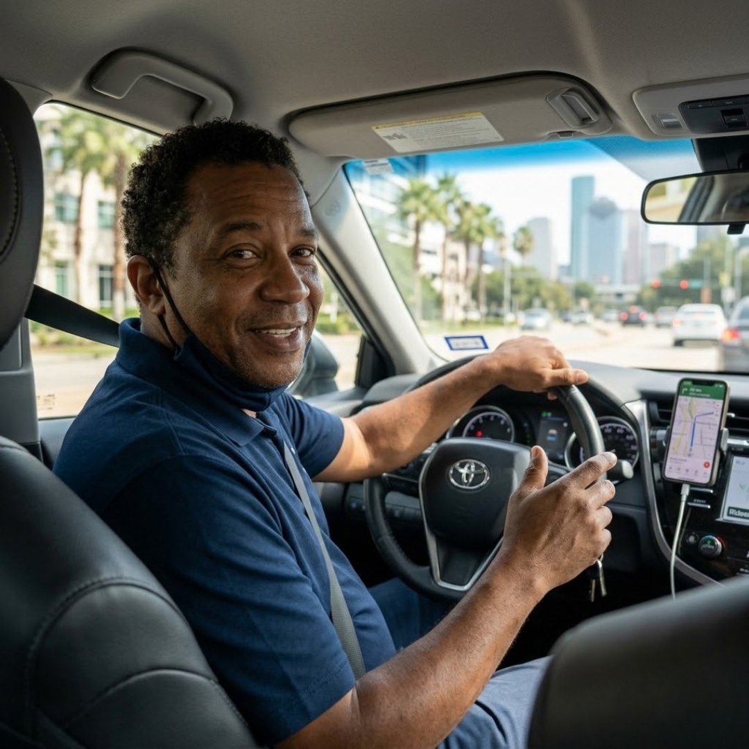 A driver signing a digital agreement to secure a fixed-cost rental car.