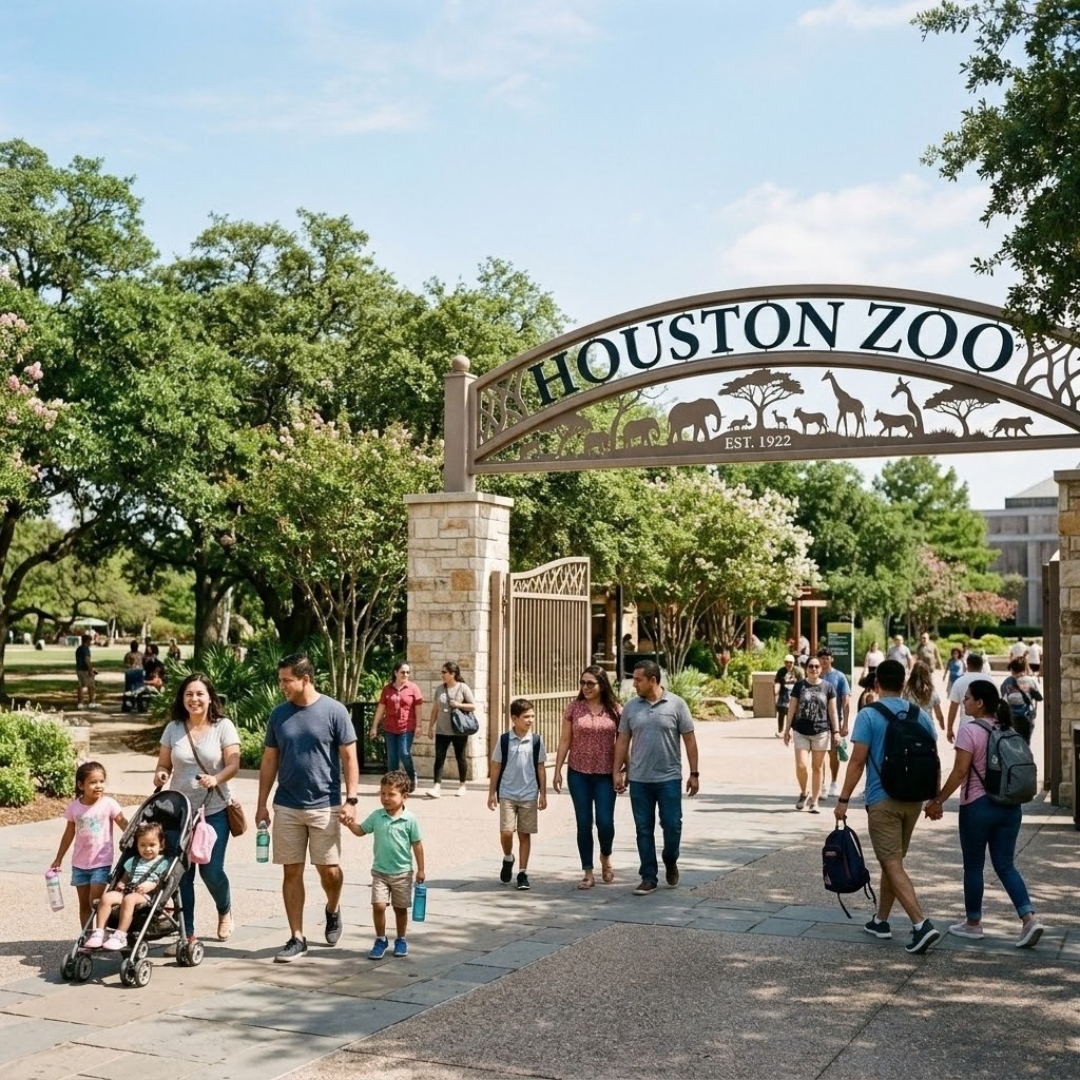 A busy, sunlit city park area during Spring Break, representing a high-demand rideshare zone.
